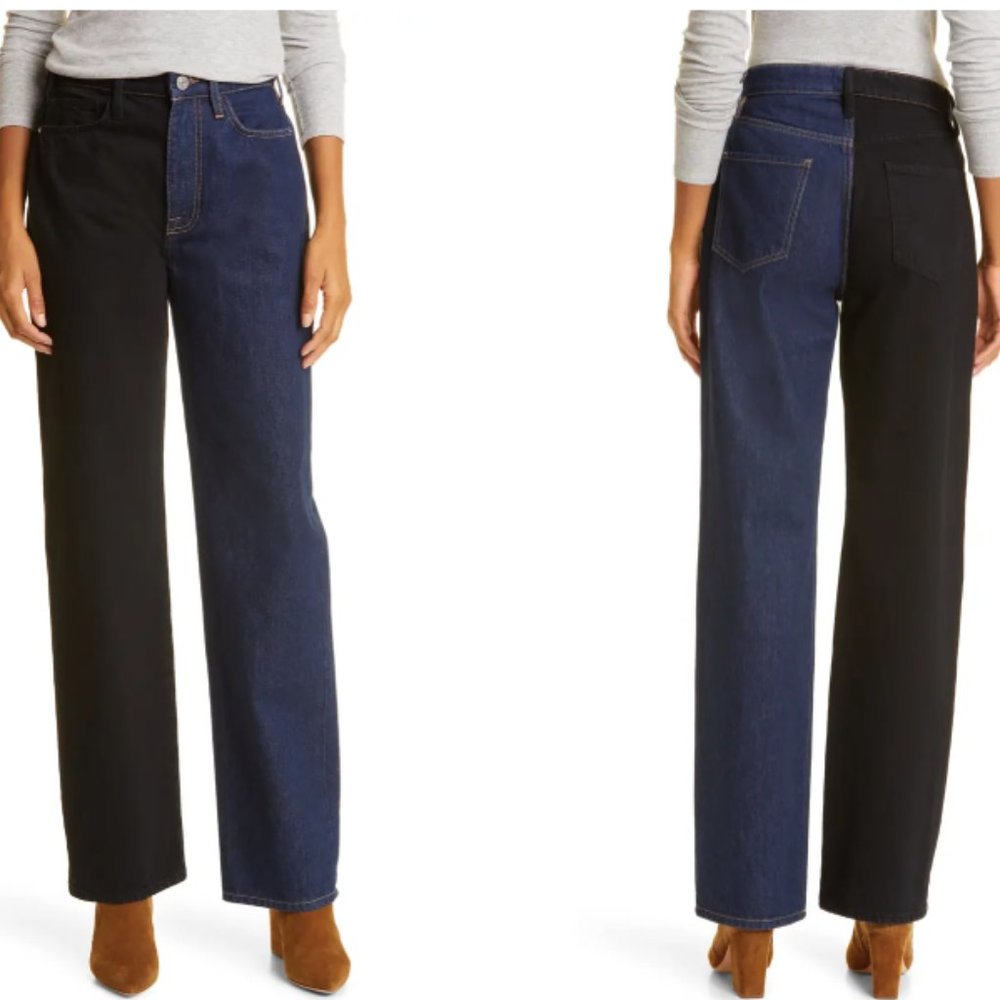 NWT FRAME Le Jane Colorblock High Waist Relaxed Jeans Size 26 MSRP $298